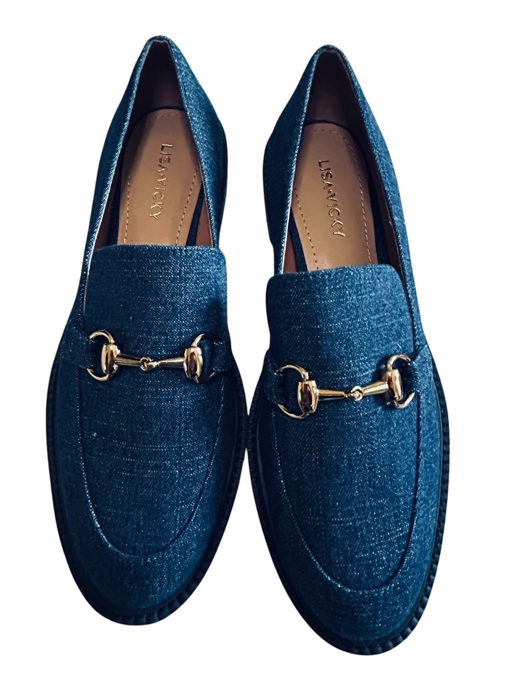 Lisa Marcy Women's Blue Denim Horsebit Loafers